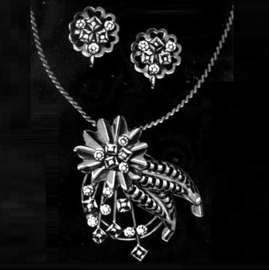 Gold filled sterling silver jewelry set, February 1950