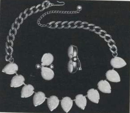 Gold plated necklace and earrings, Vogue June 1956