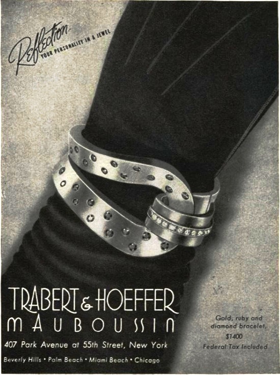 Gold ruby diamond bracelet, Vogue April 1945 ad