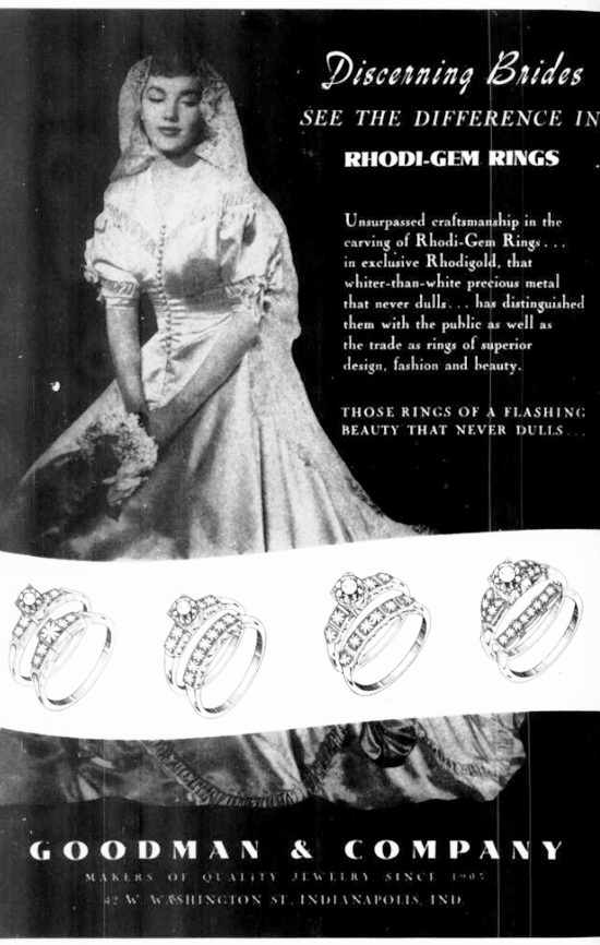 Goodman Unsurpassed craftsmanship in the carving of Rhodi-gem rings, September 1946