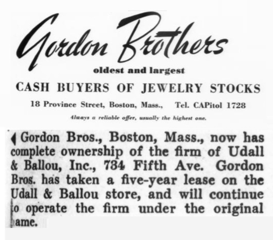 Gordon Brothers new owners of the firm of Udal & Ballou, August 1943