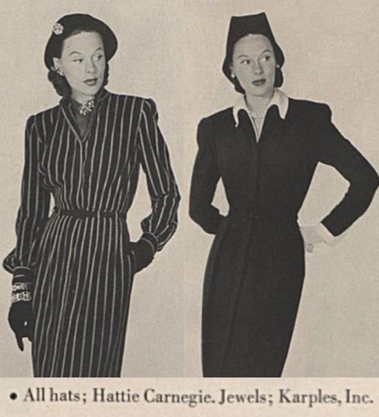 Hattie Carnegie used Karples jewelry for her fall hat show, September 1943