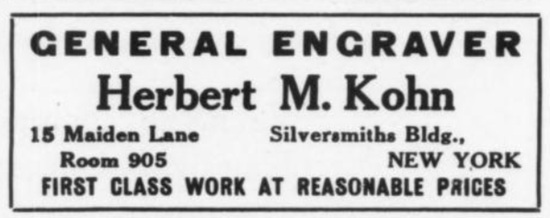 Herbert M. Kohn, engraver, 1911