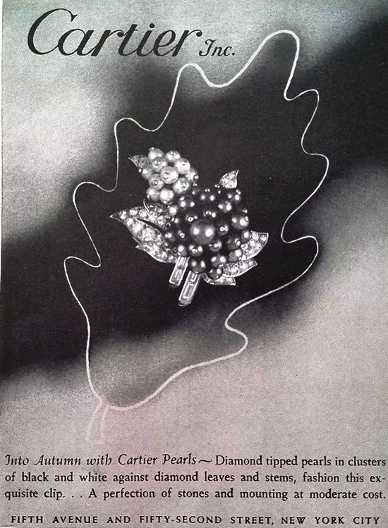 Into autumn with Cartier pearls, 1941