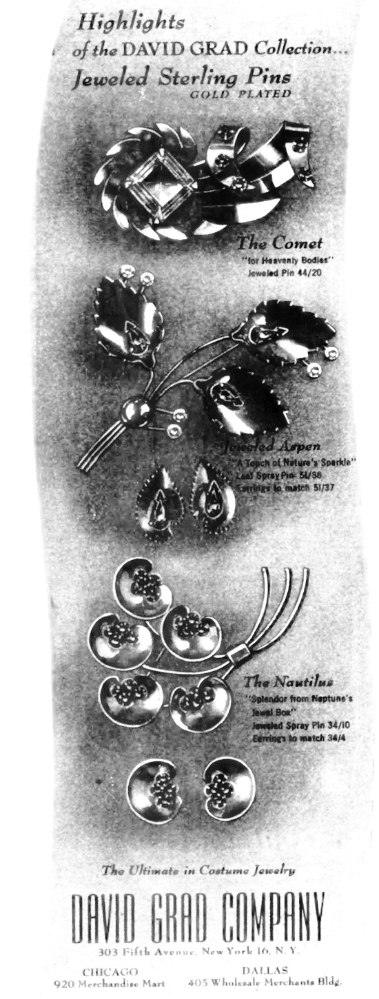 Jeweled Sterling pins, July 1944
