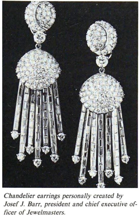 Jewelmasters Chandelier earrings created by Josef Barr, 1986