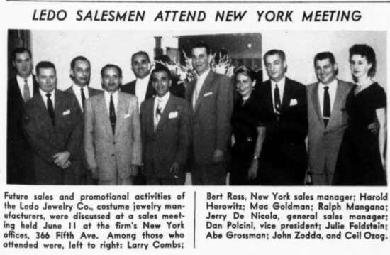 Ledo salesmen, tall man Dan Polcini in the center, July 1953