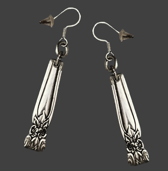 Long silver plated hook earrings