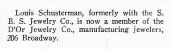Louis Schusterman, a member of the D’Or Jewelry Co, July 1926 note