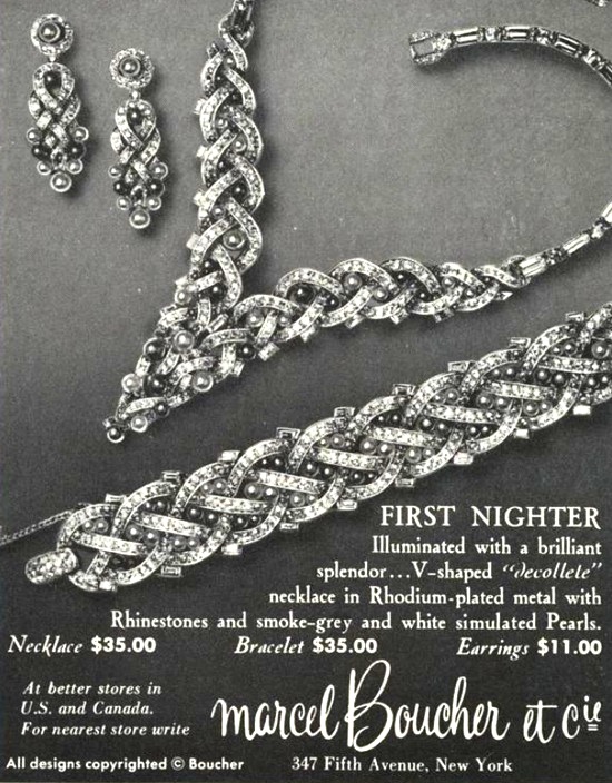Marcel Boucher First Nighter, Vogue November 1955 ad