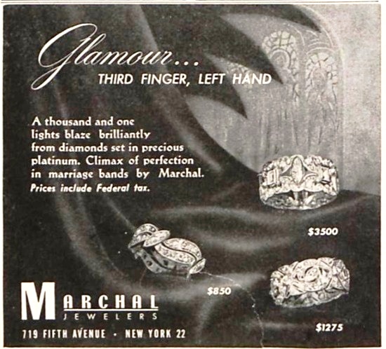 Marchal Marriage bands, Vogue May 1946 ad