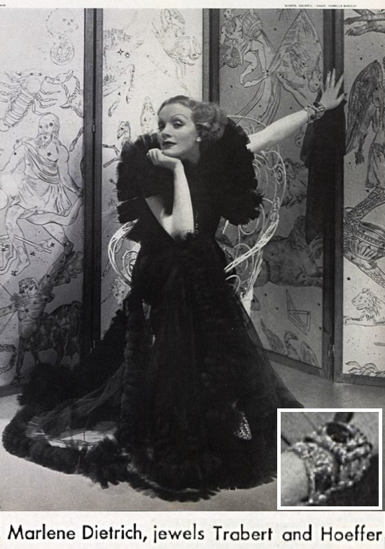 Marlene Dietrich, jewels Trabert and Hoeffer