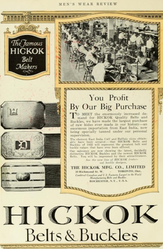 Men's wear of Canada, 1922