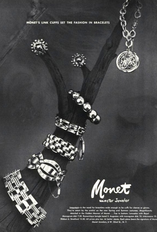Monet Link cuffs, Vogue Mach 1953 ad