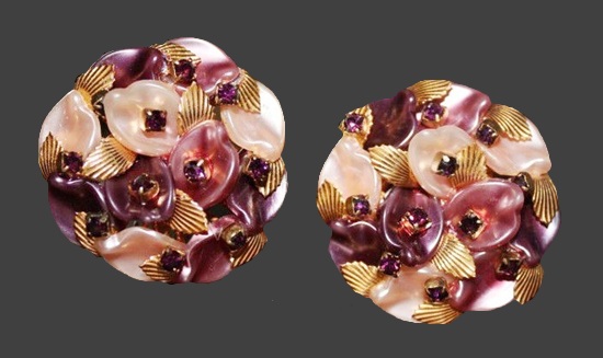 Moonglow plastics glass beads clip-on earrings