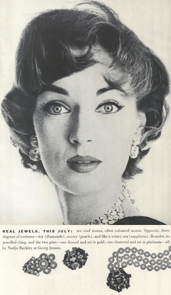 Nadja Buckley at Georg Jensen, Vogue July 1952