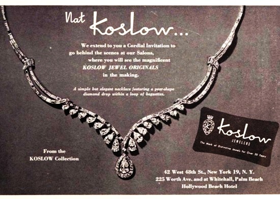 Necklace in platinum and diamonds, March 1953 ad