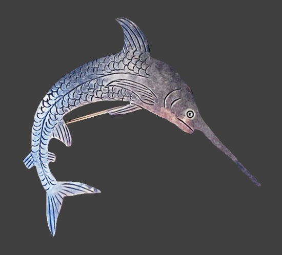 Needlefish sterling silver brooch pin