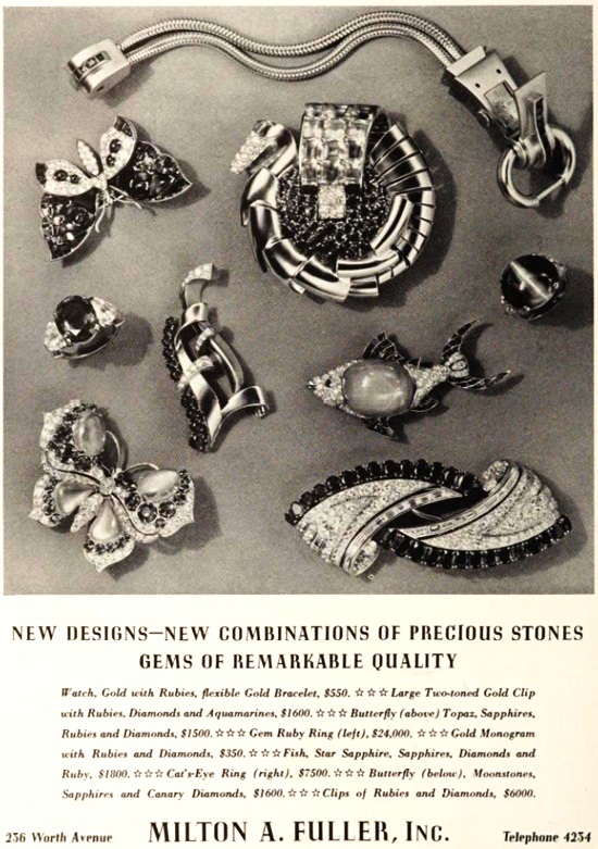 New Designs - new combinations of precious stones February 1940 ad