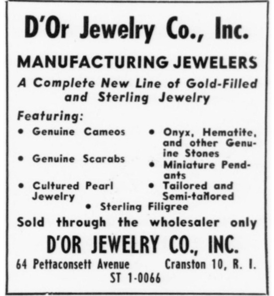 New Line of gold filled and sterling jewelry, June 1961 ad