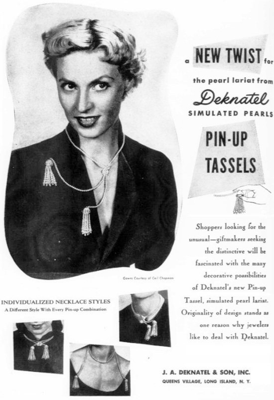 New twist - pin-up tassels, October 1949