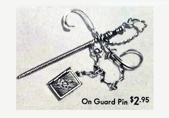 On guard hand made pin 12 K rolled gold plate on sterling silver. 1944 ad