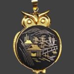 Owl gold tone pendant