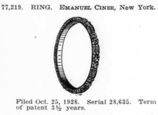 Patent for ring, 1928