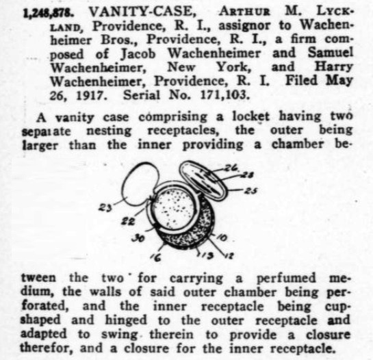 Vanity case patent, 1917