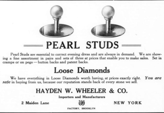 Pearl studs, January 1911 ad