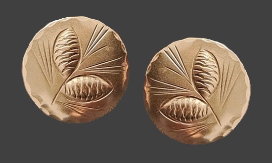 Pinecone embossed sterling silver round earrings