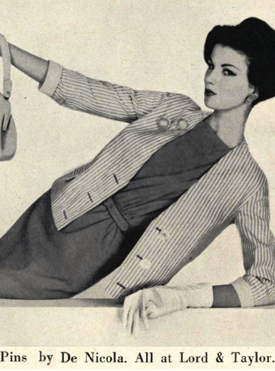 Pins by De Nicola. All at Lord & Taylor. Vogue April 1960 ad