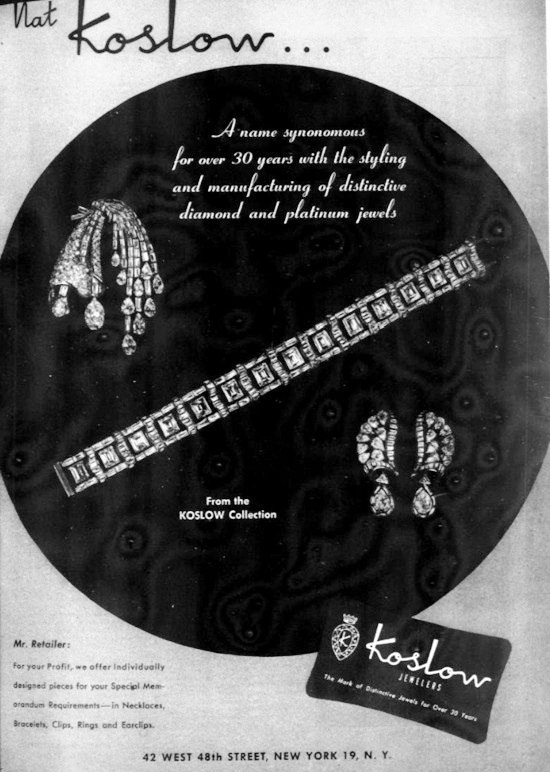 Platinum and diamond jewelry, November 1949