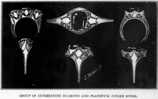 Platinum and diamond rings, 1916