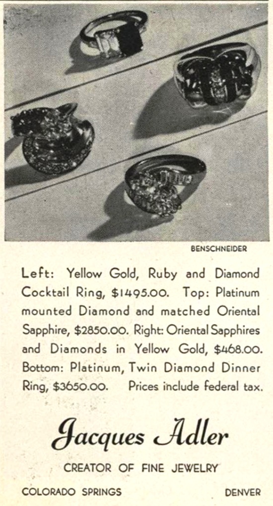 Platinum, diamond, sapphire gold rings, August 1945