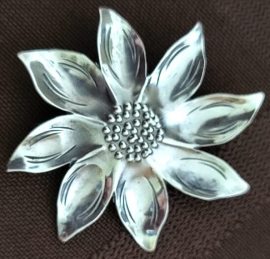 Poinsettia sterling pin