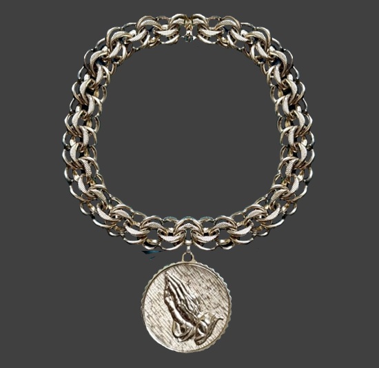 Prayer charm 12 K gold filled quad link bracelet
