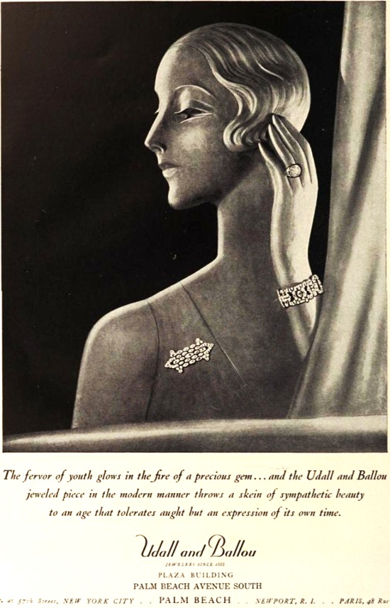 Precious gem jewelry, March 1930 ad