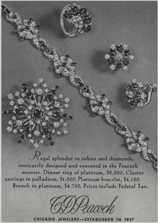 Regal splendor in rubies and diamonds, Vogue November 1950 ad
