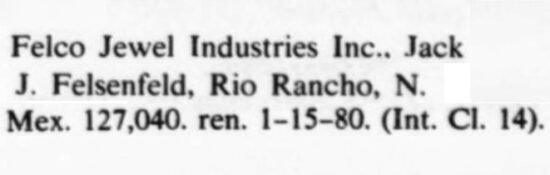 Renewed in 1980 Felco Jewel Industries Inc