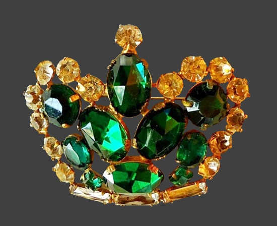 Rhinestone crown brooch
