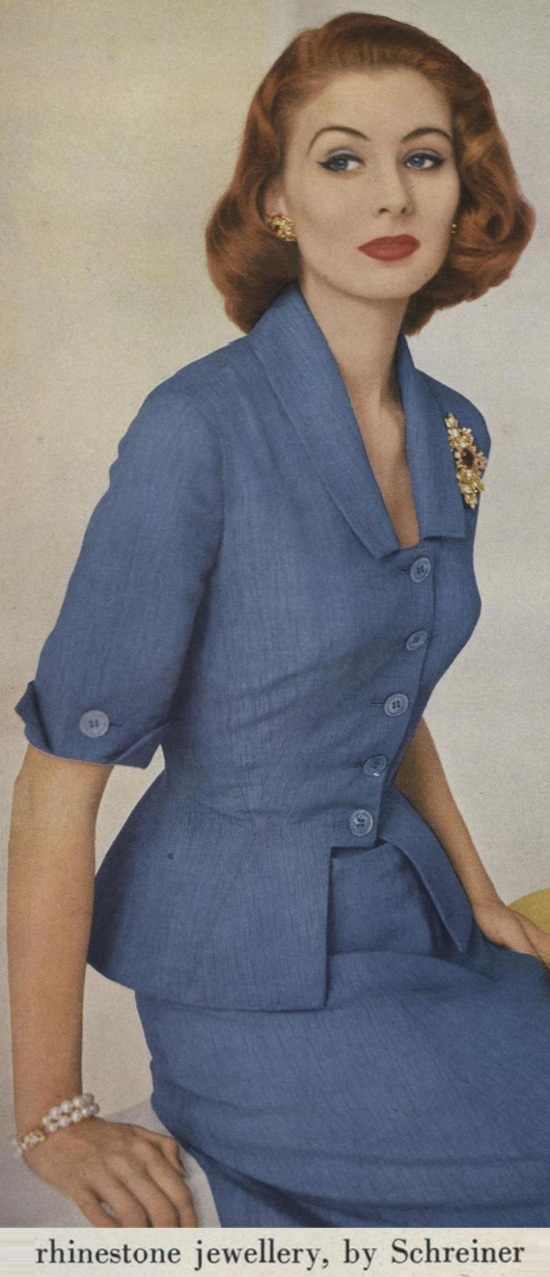 Rhinestone jewelry, Vogue November 1951
