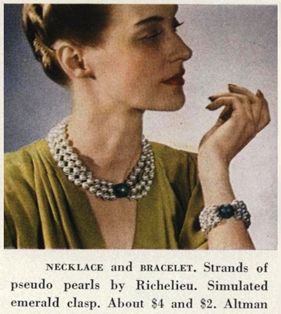 Richelieu Necklace and Bracelet, Vogue December 1941 ad