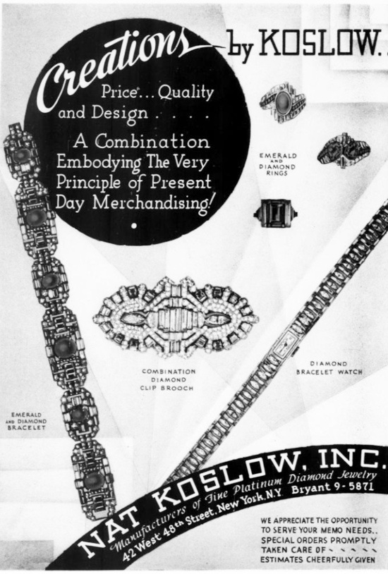 Ring, brooch and bracelets by Koslow, October 1936