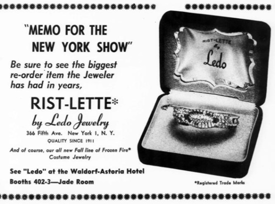 Rist-Lette jewelry line by Ledo August 1954