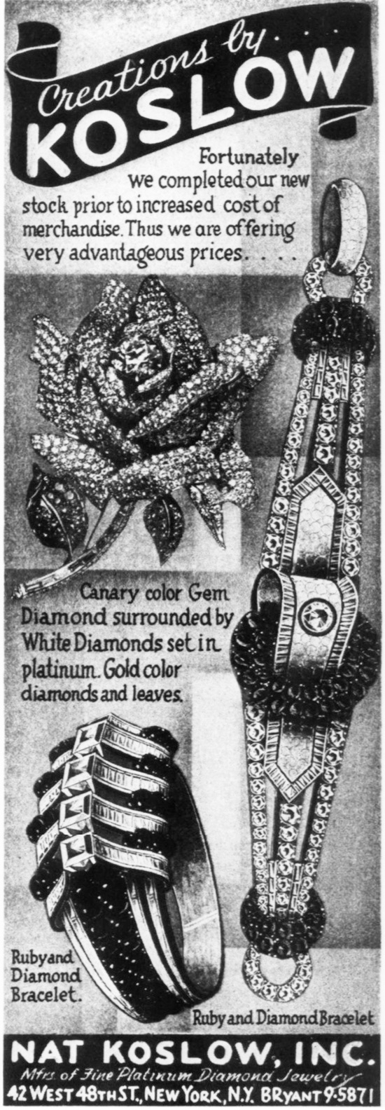 Ruby and diamond jewelry, October 1939