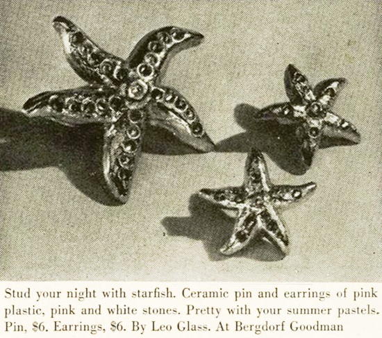 Starfish pin and earrings, Vogue July 1943 ad