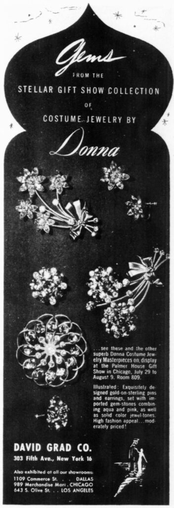Stellar gift show collection of costume jewelry by Donna, July 1946 ad