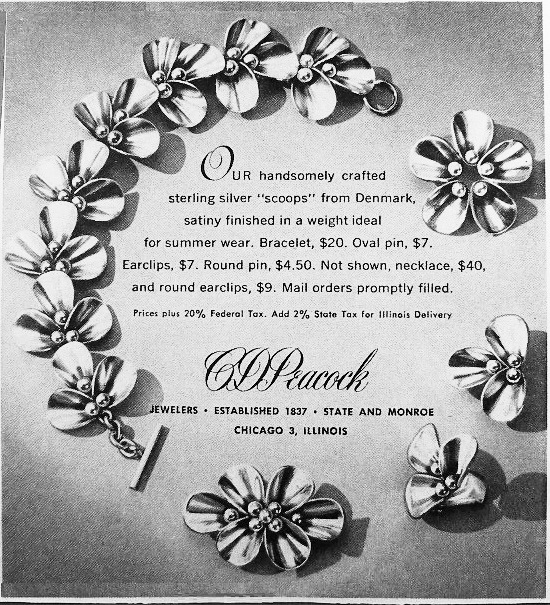Sterling silver jewelry, 1953 ad