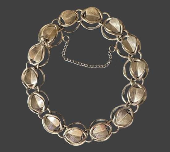 Sterling silver leaf link bracelet